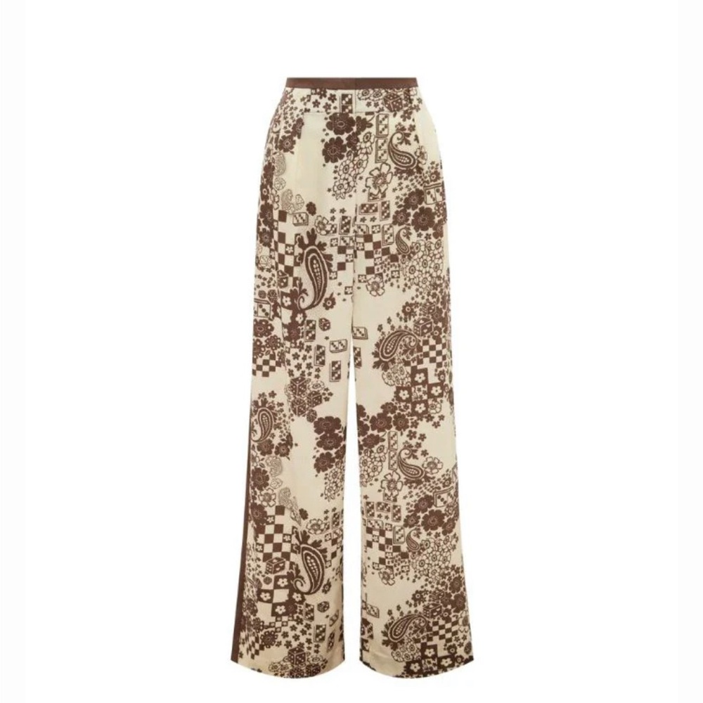 Alemais Brown and Cream Wide Leg Pants